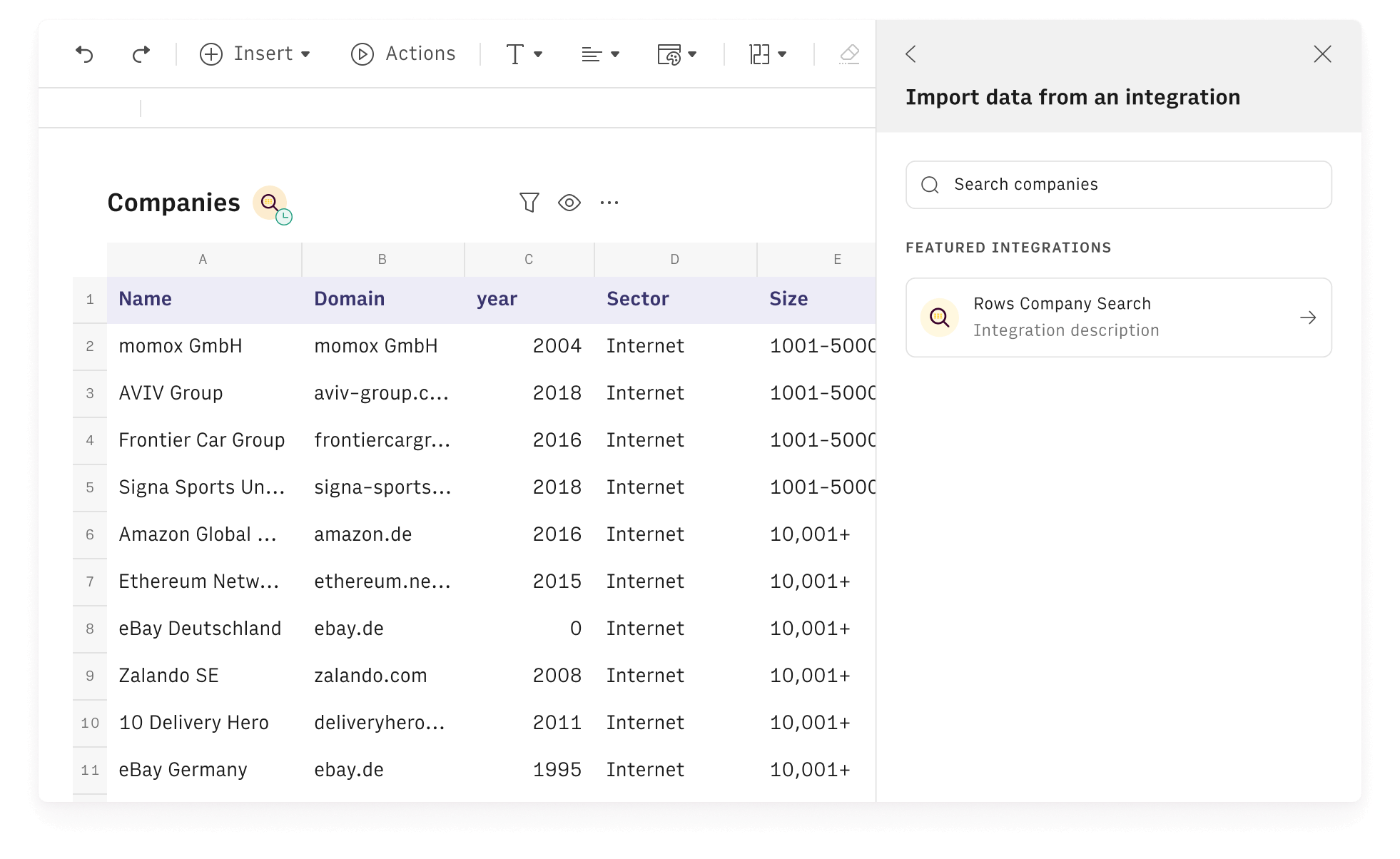 Add and enrich data from public databases of companies, people and places.